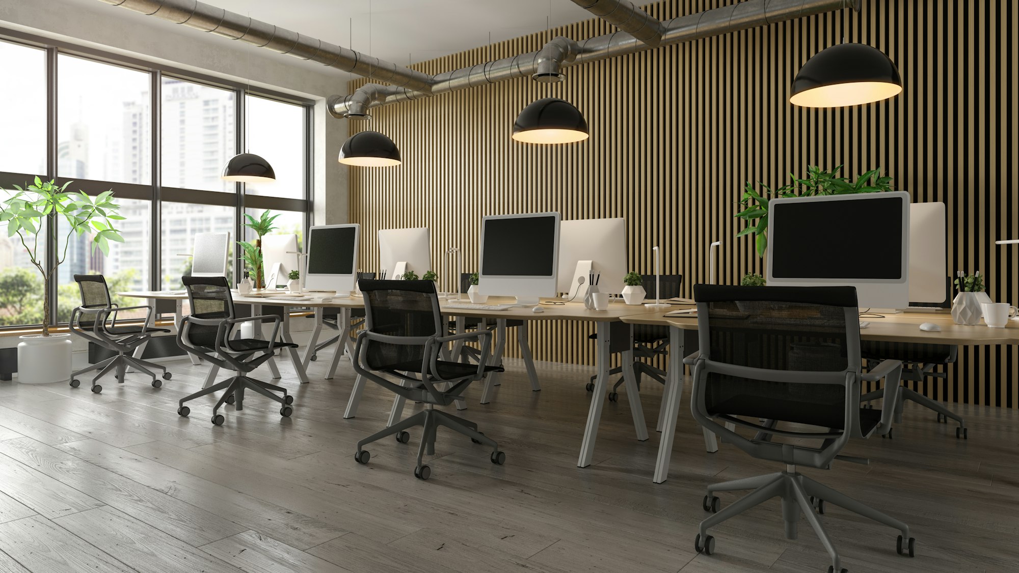 Interior of modern office room 3D rendering